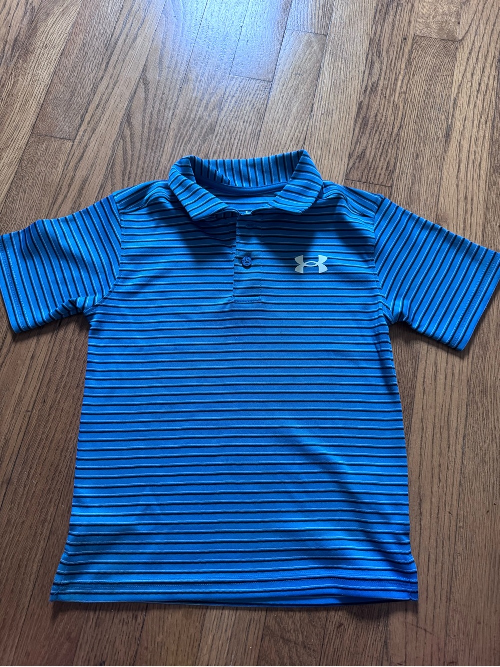 Under Armour Boys Blue and Black Striped Performance Polo
